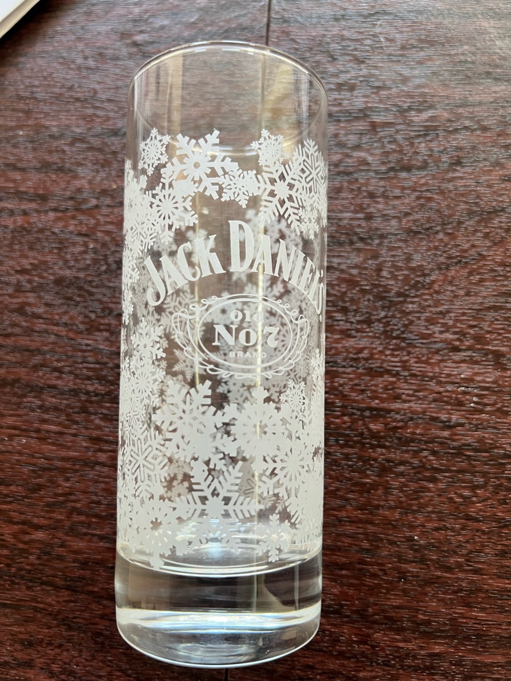 Jack Daniel's Old No 7 Brand Christmas Holiday SNOWFLAKES 6" Highball Glass 10oz